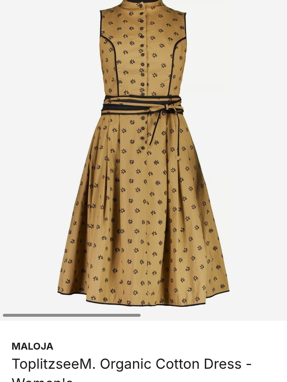 Maloja sleeveless Beige dress with black floral print